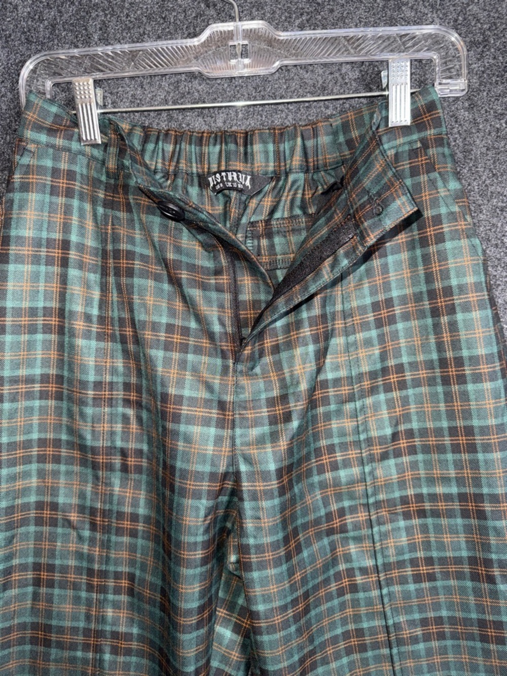 Disturbia Green and Brown Plaid Tapered Chinos 6 - Picture 3 of 8